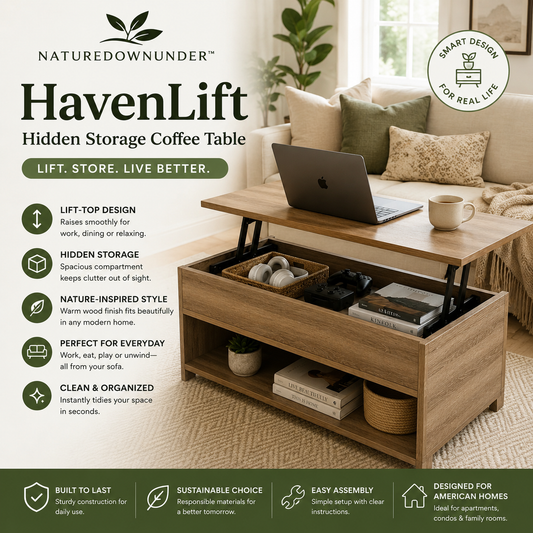 𝑵𝒂𝒕𝒖𝒓𝒆𝒅𝒐𝒘𝒏𝒖𝒏𝒅𝒆𝒓™ HavenLift Hidden Storage Coffee Table